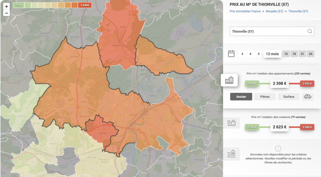 Prix m² de l'immobilier à Thionville notaire de france